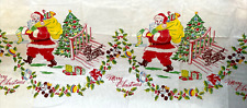 Vintage Christmas Crepe Paper Tablecloth Santa 1950's Scottie Dog Toys 54