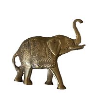 Vintage Brass Elephant Figurine Trunk Up Good Luck 4” Tall picture