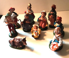 Vintage Italian Nativity 10pc Set Christmas Manger Scene Figures Made In Italy picture