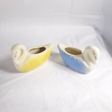 Swan Blue Yellow Planters Ceramic Vintage picture