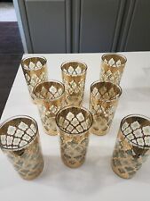 Culver, LTD Script Signed Valencia 22kt Gold Green Highball Glasses-Set Of 8 picture