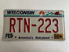1998 Wisconsin License Plate Natural Sticker picture