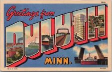 DULUTH Minnesota Large Letter Postcard Bridge View / Curteich Linen 1955 Cancel picture