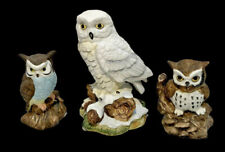 Vintage Lot of 3 Owl Figurines . Lefton and Enesco Ceramic Bird Figurines. picture