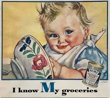 1936 Heinz Strained Baby Foods Print Ad Cute Colorful 14” x 10” picture