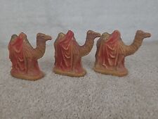 Lot Of 3 Vintage Nativity Plastic Camels Hollow Brown/Red picture