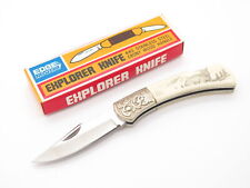 Vtg Explorer G Sakai Seki Japan Lynx Scrimshaw 3.1 Folding Lockback Pocket Knife picture