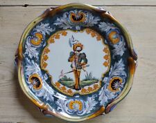 Antique FAIENCE Majolica PLATE w/ Soldier ITALIAN FRENCH SPANISH ?? Signed picture