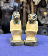 RARE ANCIENT EGYPTIAN ANTIQUES 2 Stone Figure for Goddess Sekhmet and God Khnum picture