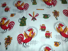 Vtg CLOSED Cotton Feedsack Flour Sack Novelty Print Rooster Cuckoo Clock picture