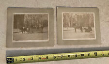 Lot Of 2 Sepia Women People In Horse Drawn Sleigh Antique Cabinet Card Photos picture