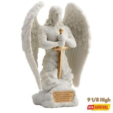 Praying Archangel Saint Michael Statue Faux Marble White Finish Angel Sculpture picture