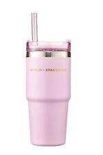 Starbucks 2021 Sakura Pink Stanley Stainless Steel Straw Cup 16oz Tumbler -Rare picture