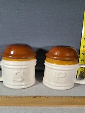 Vintage Crock Style Ceramic Salt & Pepper Shakers 5in Mid Century #2888L270 picture