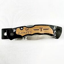Alaska Moose Wood Grip Panel Knife Folding Blade Lockback Pocket Knife NEW picture