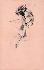 Postcard Vintage (1) Umbrella Lady P 12/12/1922 (#309) picture