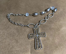 Silver Tone Gold Tone Cross Rosary C18-12 picture