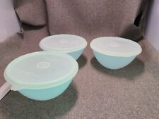 3 Vintage Tupperware Light Blue Wonderlier Bowls #234-7 With Sheer Lids #227-24 picture