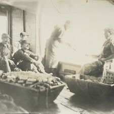 Antique Photo of Commercial Trawler Fishermen Tending to Their Boat's Nets picture