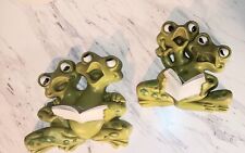 Pair Of Vintage 1970’s  Burwood Frogs Reading Singing Wall Art Decor  Retro picture