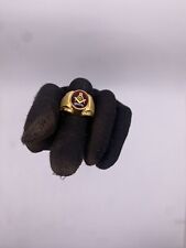Vintage 18k Gold Men’s Masonic Synthetic Ruby Ring Great Condition S/8M picture