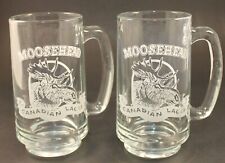 Lot Of 2 Moosehead Canadian Lager Beer Mugs Frosted Logo Clear Glass 12oz picture