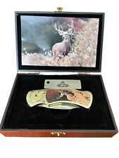 Vintage Collector Deer Pocket Knife In Box. 3” Stainless Steel Blade picture
