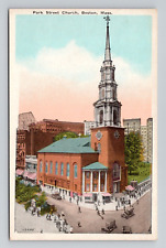 Postcard Park Street Church in Boston Massachusetts MA, Vintage D12 picture