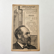 Rare Late 1800's Trade Card President James A. Garfield Adjustable Cot Bed picture