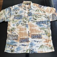 Vtg QUIKSILVER Silver Edition Hawaiian Aloha Button Up Pocket Shirt Large Rayon picture