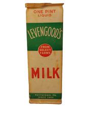 Vintage Levengood's Dairy - One Pint Wax Cardboard Milk Carton - Pottstown, PA picture