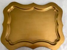 Huge Gold Painted Italian Serving Tray Florence Scalloped 24x19 Hallmarked picture