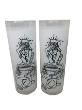 2 Vintage Frosted Cool It Drink Glasses 1977 Superior Collection Federal Glass picture