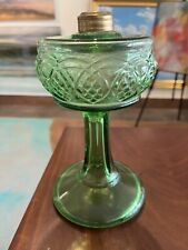 Antique EAPG Green Glass Oil Lamp in Good Condition 9