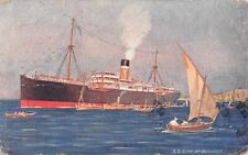 SS CITY OF BENARES, ELLERMAN SHIP LINE, ARTIST IMAGE ~ used Egypt 1923 picture