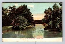 Chicago IL-Illinois, Rustic Bridge, Water Scene, Vintage Postcard picture