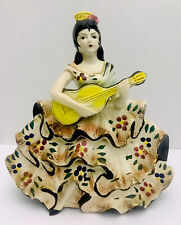Vintage Flamenco Spanish Lady Playing Guitar Large Hand Painted picture