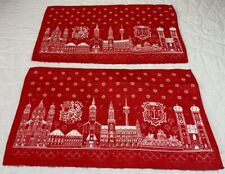 Two Vintage Placemats, Cotton, Souvenir, Winter Olympics, Red, White picture
