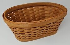 Antique Hand Woven Oval Basket Vintage Wood Bottom picture