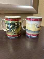Block Country Farm 1995 Set of 2 Cow Sheep Coffee Cups Mugs picture
