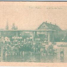 c1910s Chicago, IL Sherman Park Swimming Pool Children Litho Photo Cute Kid A186 picture