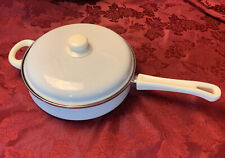 Vintage Encore White Enamel 10” Skillet Pan Made in Spain With Lid Non-stick picture