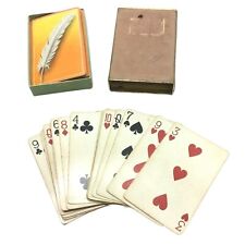 White Feather Orange Vintage Playing Swap Cards Deck Crafts Upcycle Collectible  picture