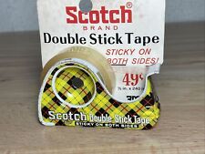 Vtg Scotch 3M Double Stick Tape Yellow Black Plaid Tin Dispenser US 1/2