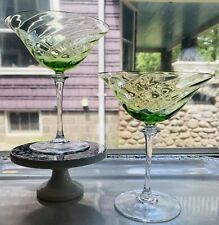 1960's Art Deco German Green Cocktail Glass Schmidt F Optic Swirl Garda Bar-2 picture