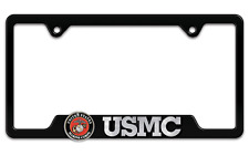 3D MARINE CORPS BLACK METAL LICENSE PLATE FRAME USA MADE picture
