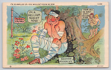 Rough Day Bill Nudist Colony Poison Ivy, Comic Humor c1930 Postcard Nude Women picture