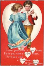 c1910s Artist-Signed CLAPSADDLE Valentine's Day Postcard Boy & Girl Dancing picture