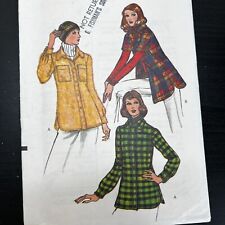 Vintage 1970s Vogue 8375 Loose Fit Shirt Jacket Shacket Sewing Pattern 14 CUT picture