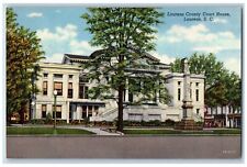 Laurens South Carolina Postcard Laurens County Court House c1940 Vintage Antique picture